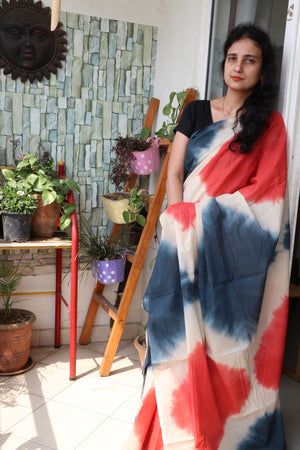 Saree - Cotton - Tie-Dye - Color Splash - Sari/Indian Dress/Fabric Yard
