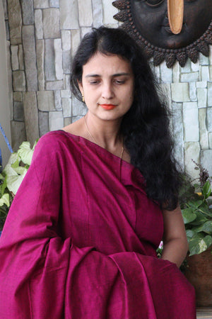 Handwoven Saree - Solid Colored Cotton Muslin/Mulmul Saree - Berrylicious