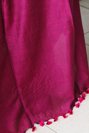 Handwoven Saree - Solid Colored Cotton Muslin/Mulmul Saree - Berrylicious