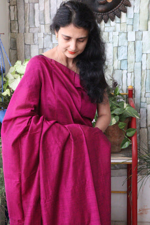 Handwoven Saree - Solid Colored Cotton Muslin/Mulmul Saree - Berrylicious