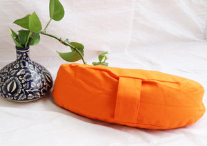 Crescent Yoga/Meditation Cushion–Crescent Yoga Pillow| Zippered Organic Cotton Cover/Liner|Carrying Handle - Color Options - Filling Options
