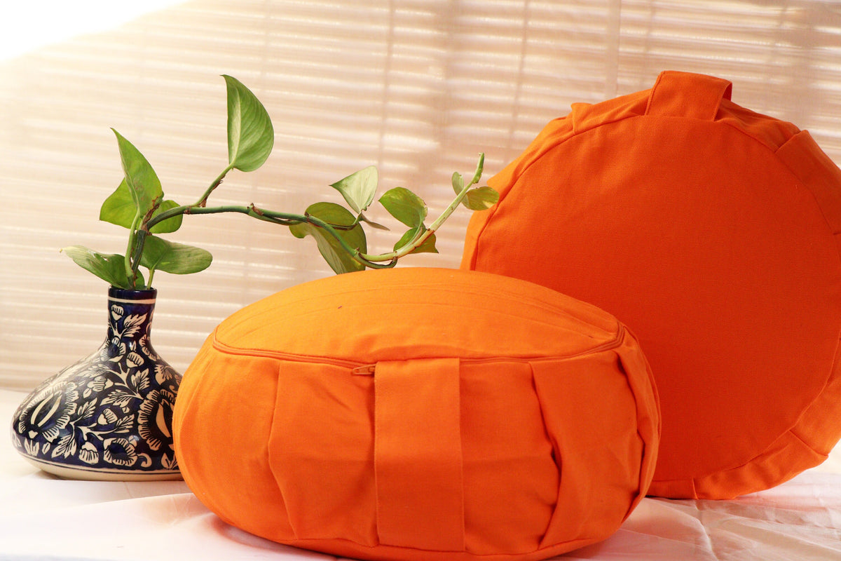 Round Zafu Yoga Cushion |Zipped Cover | Washable| Portable | Solid Colors | Filling Options Available - Medium Size