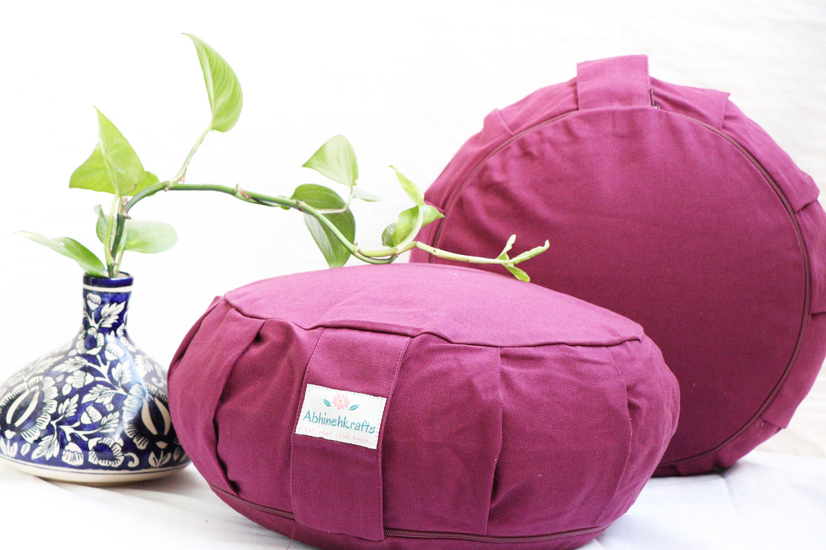 Round Zafu Yoga Cushion |Zipped Cover | Washable| Portable | Solid Colors | Filling Options Available - Medium Size