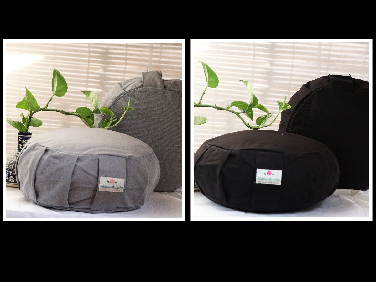Round Zafu Yoga Cushion |Zipped Cover | Washable| Portable | Solid Colors | Filling Options Available - Medium Size