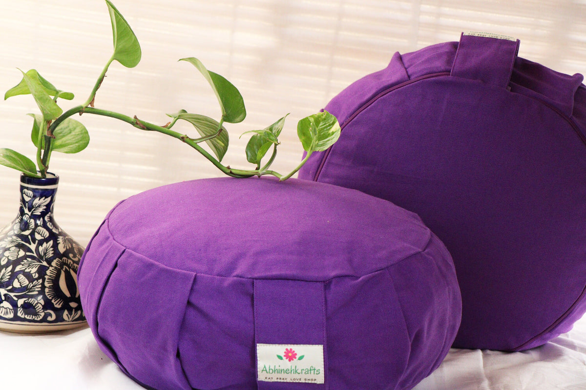 Round Zafu Yoga Cushion |Zipped Cover | Washable| Portable | Solid Colors | Filling Options Available - Medium Size