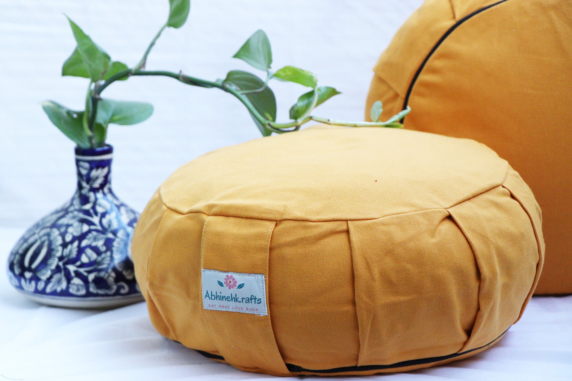 Round Zafu Yoga Cushion |Zipped Cover | Washable| Portable | Solid Colors | Filling Options Available - Medium Size