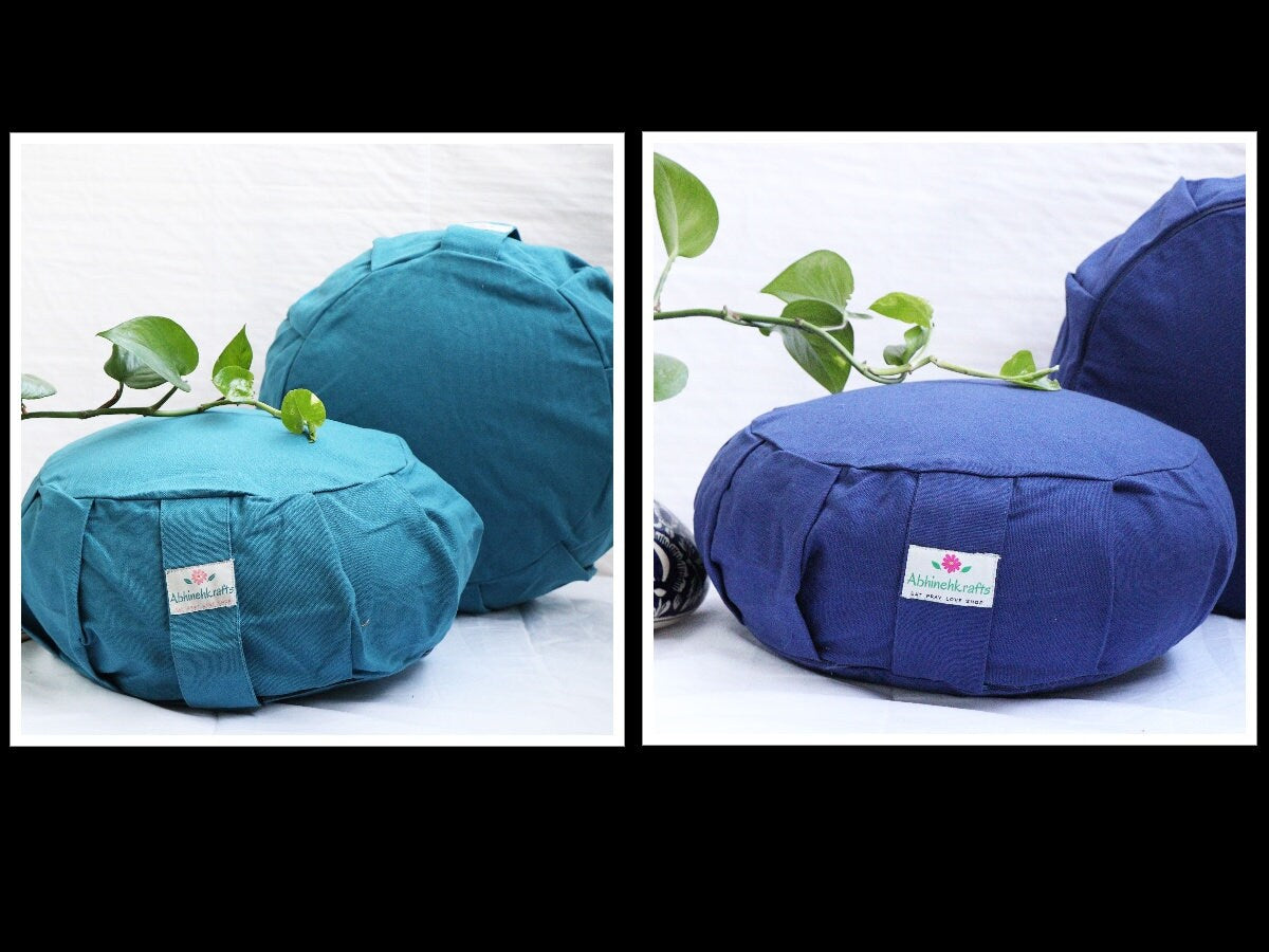 Round Zafu Yoga Cushion |Zipped Cover | Washable| Portable | Solid Colors | Filling Options Available - Medium Size