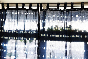Shibori Tie-Dye Mulmul Muslin Cotton  Curtain/Room Divider/Sheer/Drape/Sham with Loops - Into the Blue - Hope