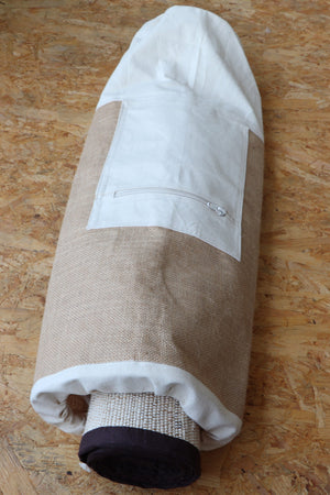 Yoga/Pilates/Exercise Bag - Yoga Strap Carrier - Yoga Mat Bag - Handcrafted Yoga Bag for Yoga lover/Yogi - Subtle Jute and Off White