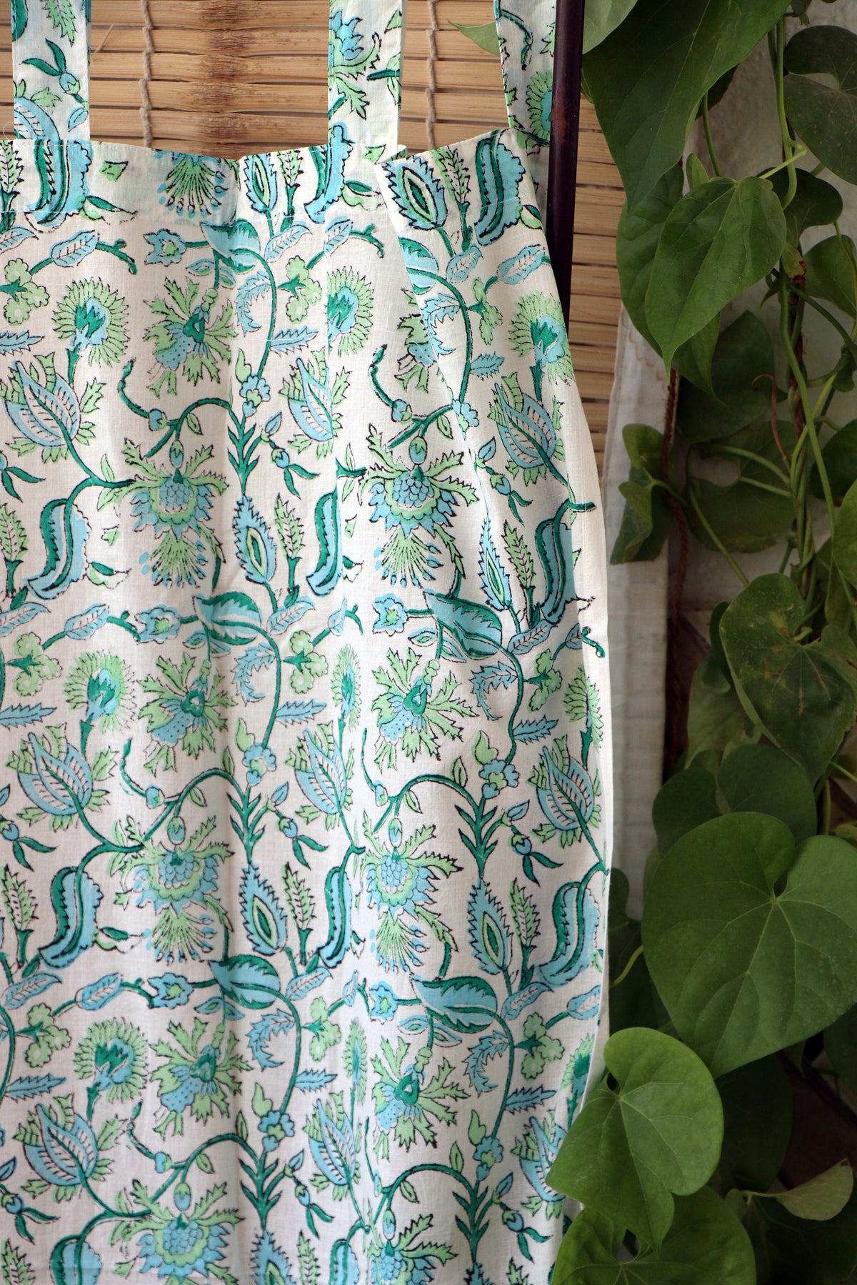 Handblock Print Mulmul (Muslin) Curtain/Room Divider/Sheer/Drape with Loops - La La Land - Set of Two Curtains