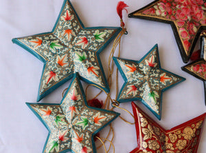 Stars Set - Christmas Ornaments, Christmas Baubles, Hanging Ornaments, Keepsake, Christmas Decoration, Handmade Paper Mache Christmas Gift