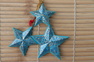 Stars Set - Christmas Ornaments, Christmas Baubles, Hanging Ornaments, Keepsake, Christmas Decoration, Handmade Paper Mache Christmas Gift