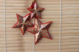 Stars Set - Christmas Ornaments, Christmas Baubles, Hanging Ornaments, Keepsake, Christmas Decoration, Handmade Paper Mache Christmas Gift