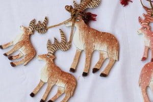 Reindeer Set - Christmas Ornaments, Christmas Baubles, Hanging Ornaments, Christmas Decoration, Handmade Paper Mache Christmas Gift