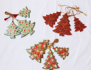 Christmas Tree Set - Christmas Ornaments, Christmas Baubles, Hanging Ornaments, Christmas Decoration, Handmade Paper Mache Christmas Gift