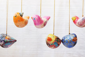 Birds Set - Christmas Ornaments, Christmas Baubles, Hanging Ornaments, Keepsake, Christmas Decoration, Handmade Paper Mache Christmas Gift