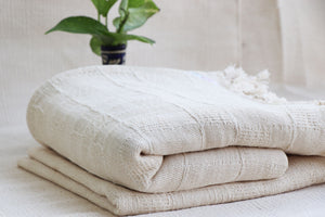 Premium Handwoven Organic Cotton Blanket (Use as bed linen OR yoga/mediation blanket) - Design: Bodhi