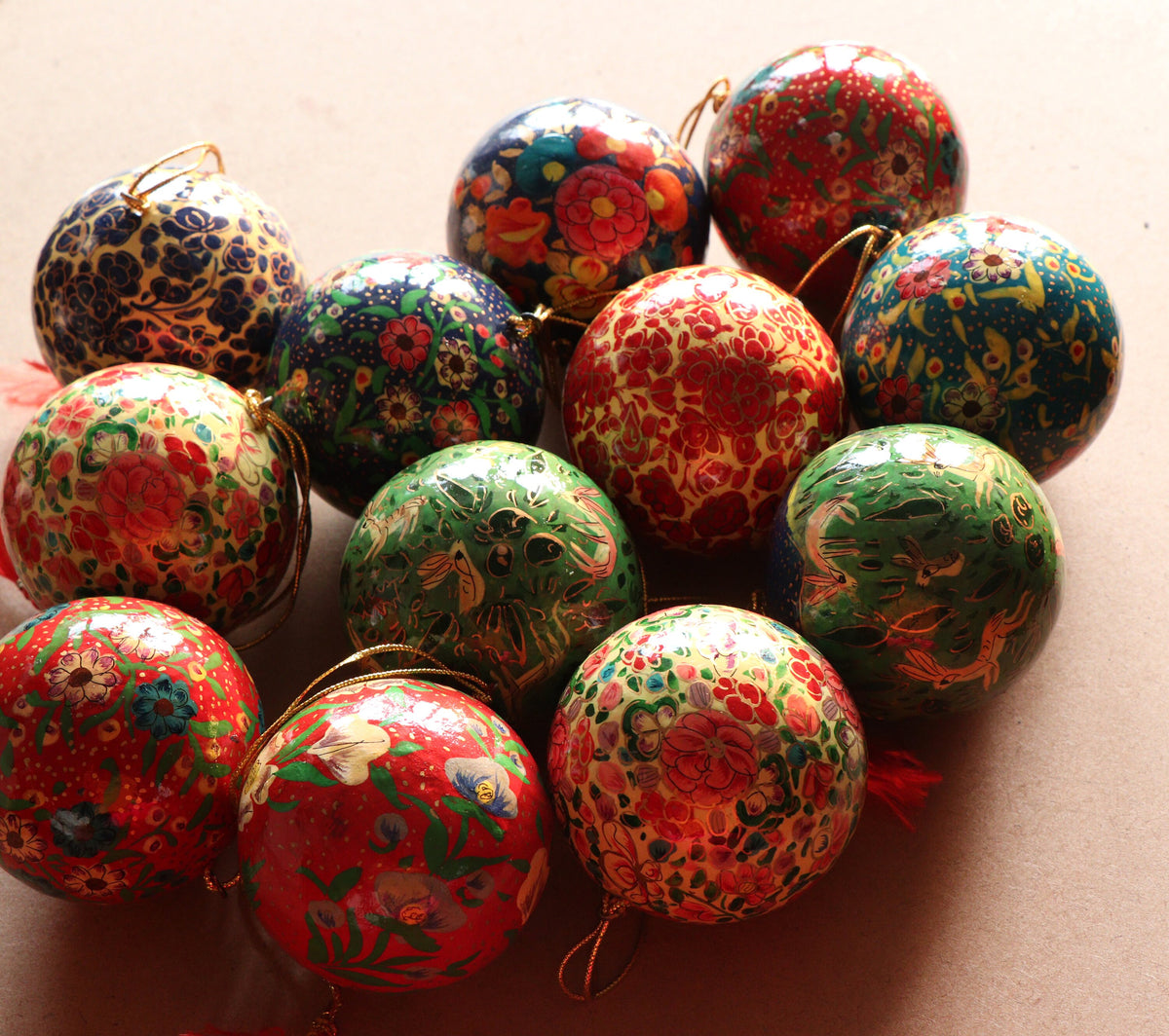 Balls Set - Christmas Ornaments, Christmas Baubles, Hanging Ornaments, Keepsake, Christmas Decoration, Handmade Paper Mache Christmas Gift