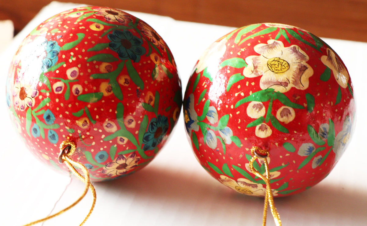 Balls Set - Christmas Ornaments, Christmas Baubles, Hanging Ornaments, Keepsake, Christmas Decoration, Handmade Paper Mache Christmas Gift