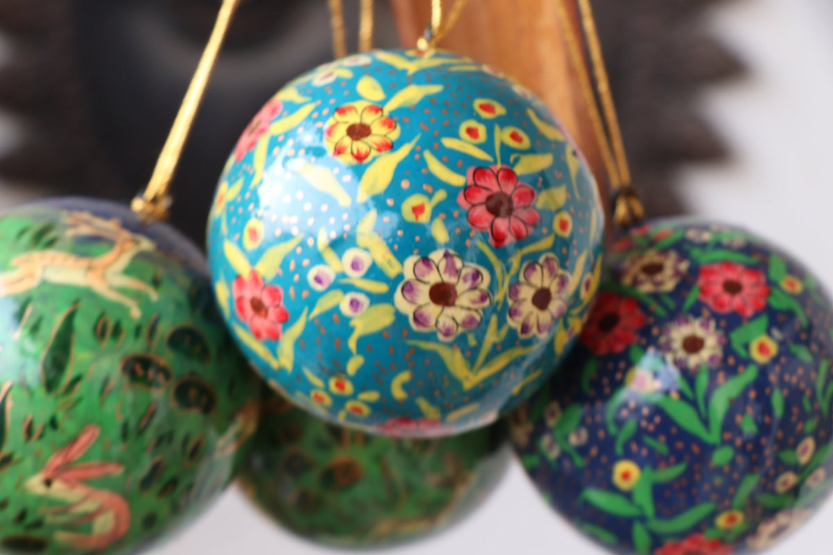 Balls Set - Christmas Ornaments, Christmas Baubles, Hanging Ornaments, Keepsake, Christmas Decoration, Handmade Paper Mache Christmas Gift