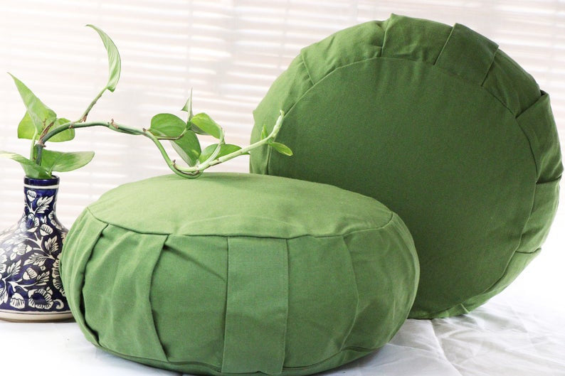 Round Zafu Yoga Pillow |Zipped Cover |Washable| Portable - Filling Options Available - Large Size