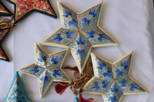 Stars Set - Christmas Ornaments, Christmas Baubles, Hanging Ornaments, Keepsake, Christmas Decoration, Handmade Paper Mache Christmas Gift