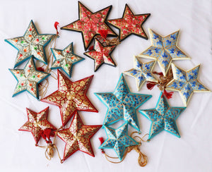 Stars Set - Christmas Ornaments, Christmas Baubles, Hanging Ornaments, Keepsake, Christmas Decoration, Handmade Paper Mache Christmas Gift