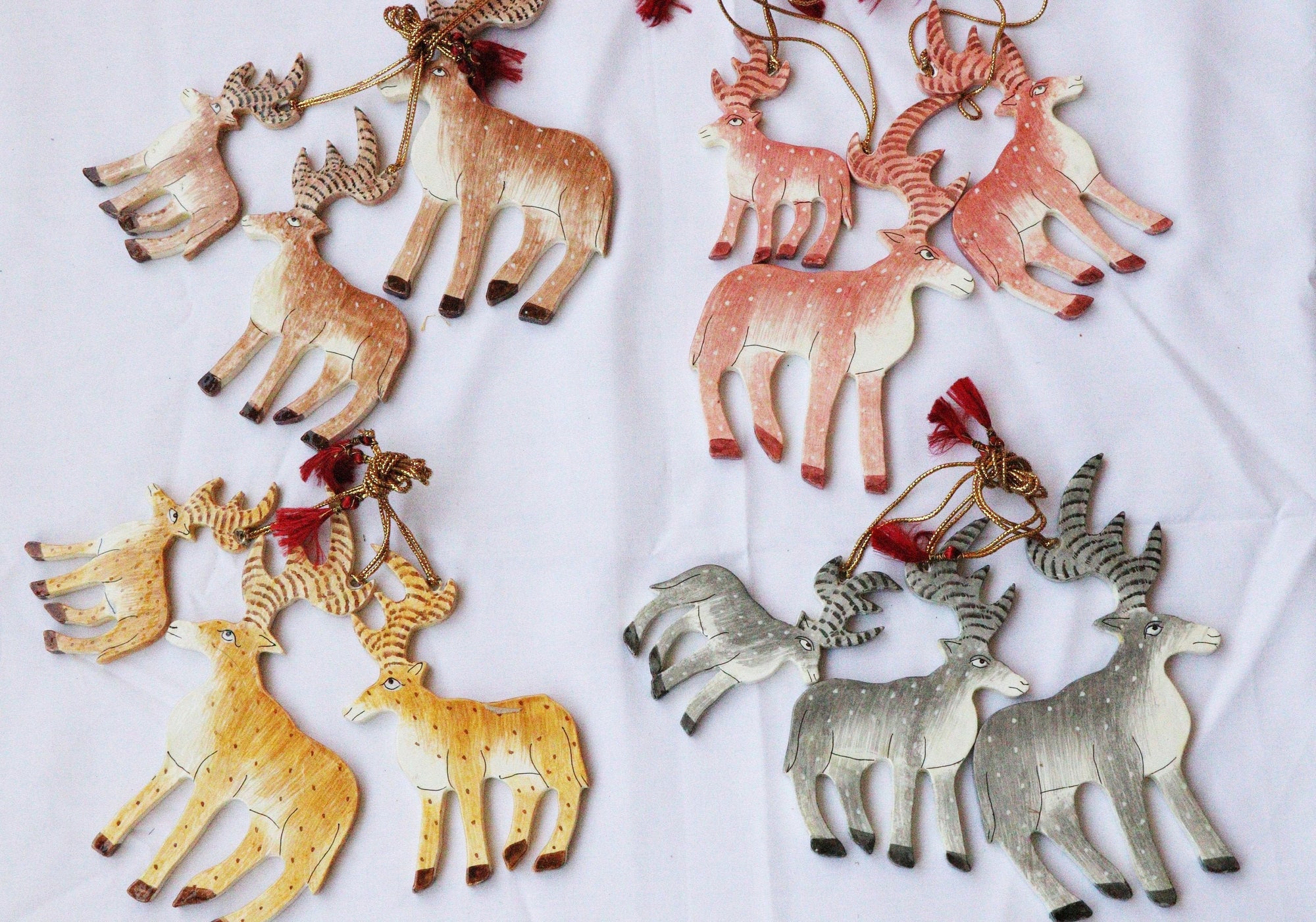 Reindeer Set - Christmas Ornaments, Christmas Baubles, Hanging Ornaments, Christmas Decoration, Handmade Paper Mache Christmas Gift