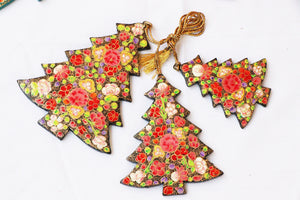 Christmas Tree Set - Christmas Ornaments, Christmas Baubles, Hanging Ornaments, Christmas Decoration, Handmade Paper Mache Christmas Gift