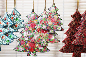 Christmas Tree Set - Christmas Ornaments, Christmas Baubles, Hanging Ornaments, Christmas Decoration, Handmade Paper Mache Christmas Gift