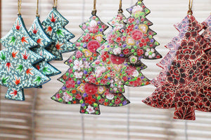 Christmas Tree Set - Christmas Ornaments, Christmas Baubles, Hanging Ornaments, Christmas Decoration, Handmade Paper Mache Christmas Gift