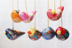 Birds Set - Christmas Ornaments, Christmas Baubles, Hanging Ornaments, Keepsake, Christmas Decoration, Handmade Paper Mache Christmas Gift