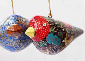 Birds Set - Christmas Ornaments, Christmas Baubles, Hanging Ornaments, Keepsake, Christmas Decoration, Handmade Paper Mache Christmas Gift