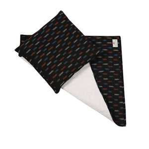 Meditation & Prayer Mat with Matching Cushion/Pillow/Seat - Handwoven Rug with Ikkat Print - Charcoal