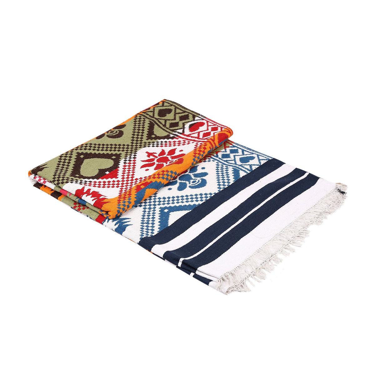 Indian Boho/Bohemian Cotton Reversible Area Rug/Chindi Rag/Floor Runner/Yoga Mat/Dhurrie/Kilm/Carpet - Arit