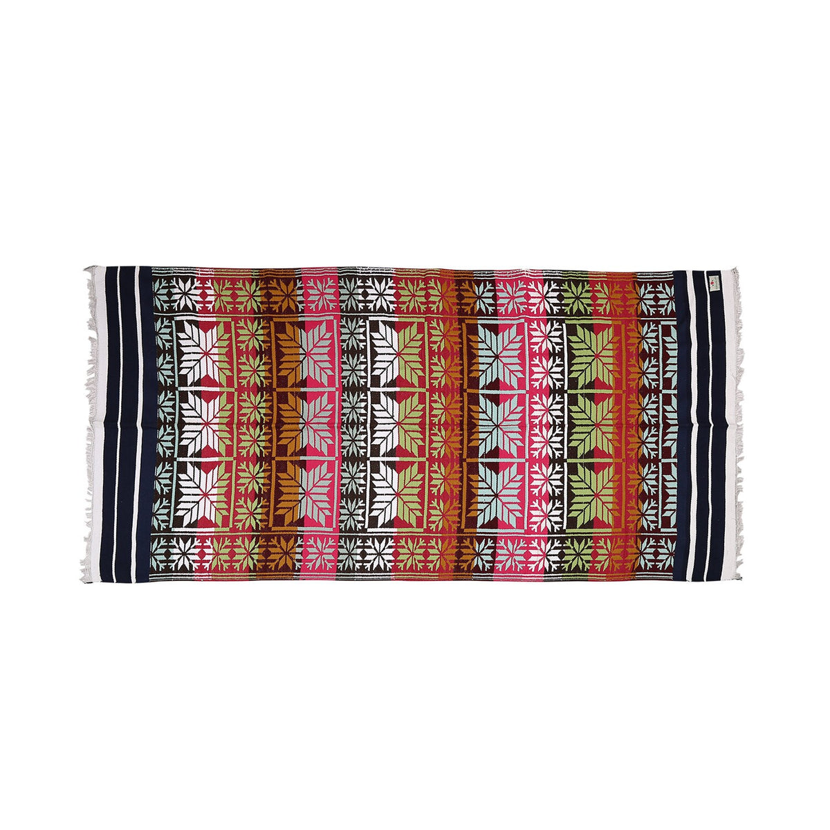 Indian Boho/Bohemian Cotton Reversible Area Rug/Chindi Rag/Floor Runner/Yoga Mat/Dhurrie/Kilm/Carpet - Arit