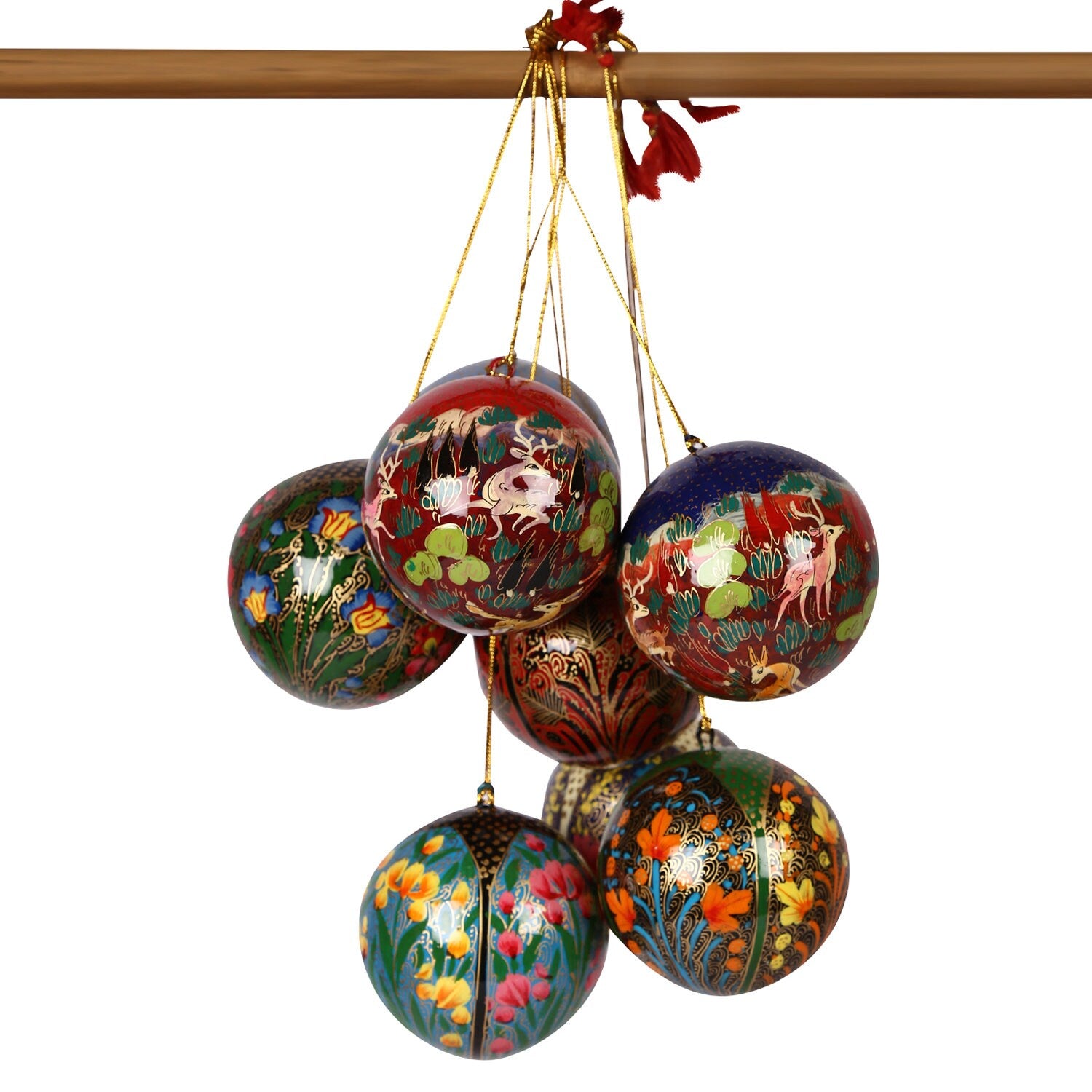 Balls Set - Christmas Ornaments, Christmas Baubles, Hanging Ornaments, Keepsake, Christmas Decoration, Handmade Paper Mache Christmas Gift