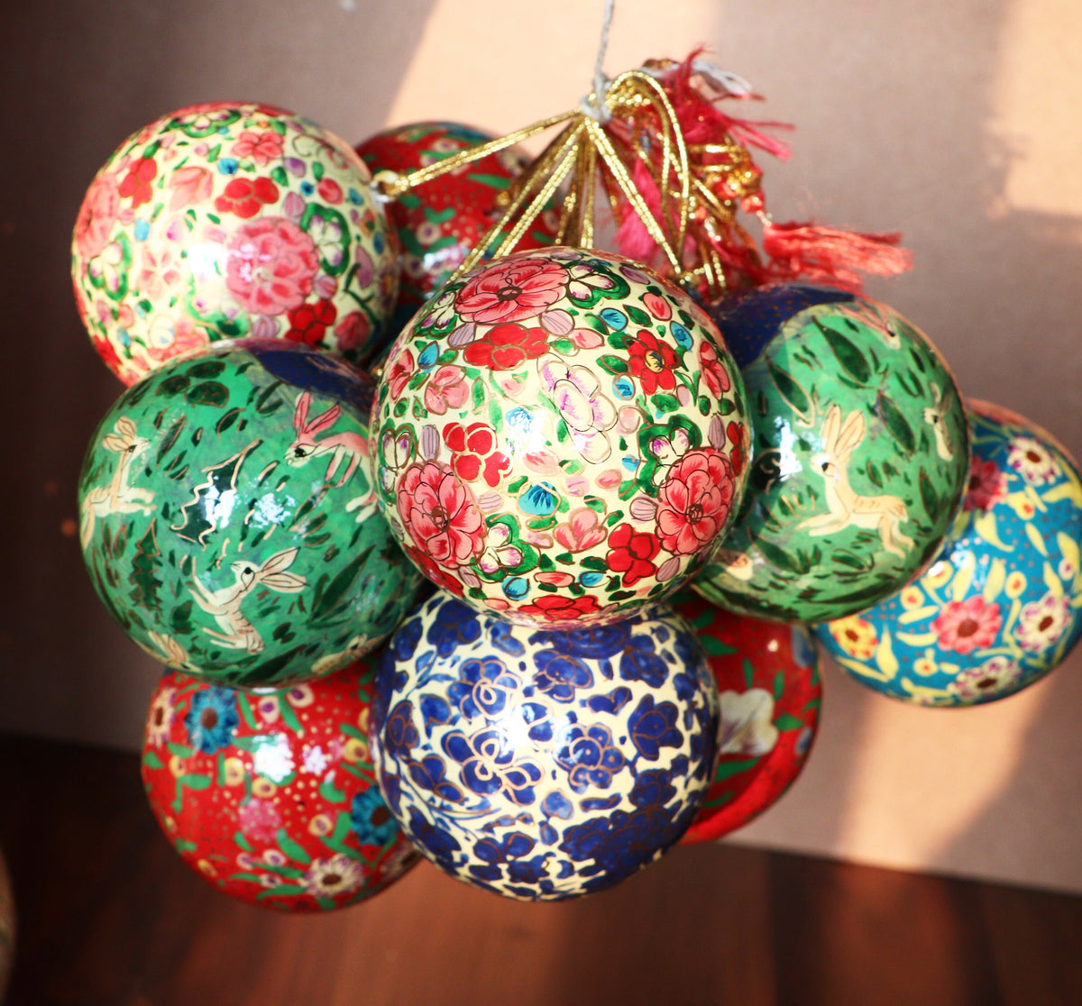 Balls Set - Christmas Ornaments, Christmas Baubles, Hanging Ornaments, Keepsake, Christmas Decoration, Handmade Paper Mache Christmas Gift
