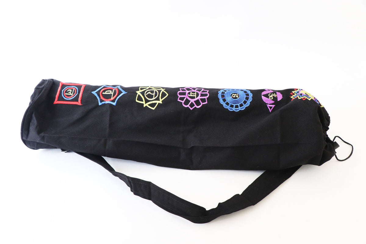 Yoga/Pilates/Exercise Bag - Yoga Strap Carrier - Yoga Mat Bag - Embroidered Seven Chakra Yoga Bag for Yoga lover/Yogi
