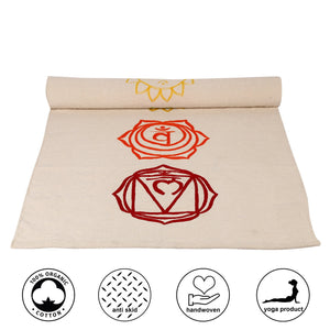 Premium Organic Cotton Seven Chakra Embroidered Mat for Yoga, Pilates, Fitness, and Meditation, Preorder -Abhinehkrafts Exclusive Collection