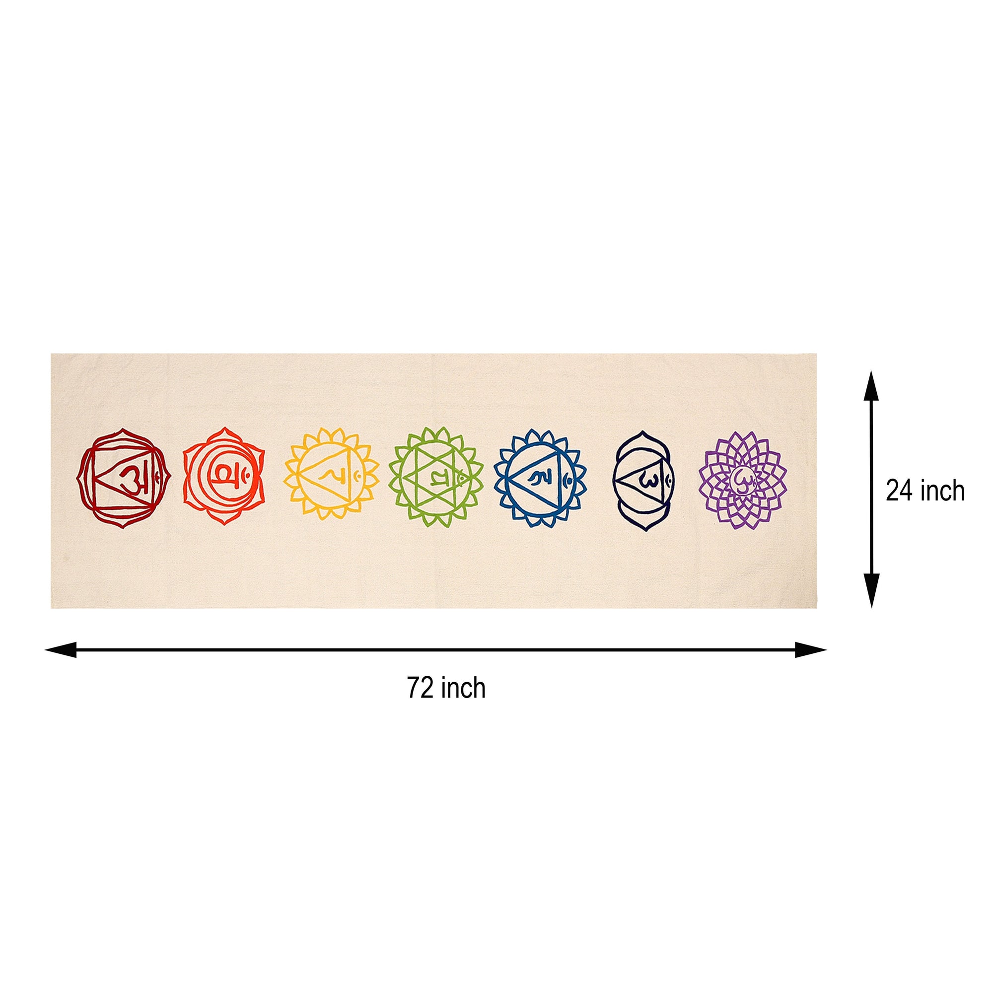 Premium Organic Cotton Seven Chakra Embroidered Mat for Yoga, Pilates, Fitness, and Meditation, Preorder -Abhinehkrafts Exclusive Collection