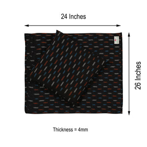 Meditation & Prayer Mat with Matching Cushion/Pillow/Seat - Handwoven Rug with Ikkat Print - Charcoal