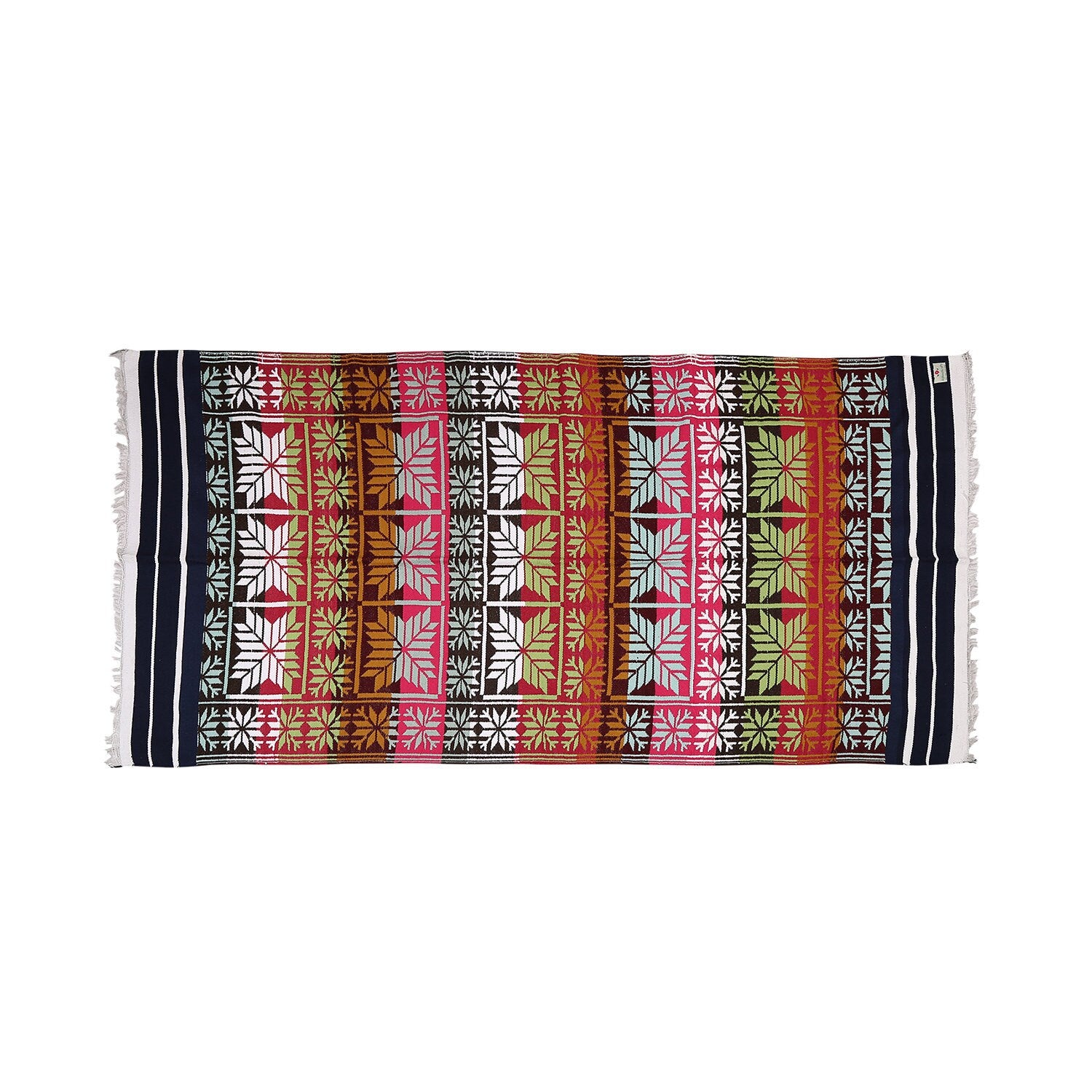 Indian Boho/Bohemian Cotton Reversible Area Rug/Chindi Rag/Floor Runner/Yoga Mat/Dhurrie/Kilm/Carpet - Arit