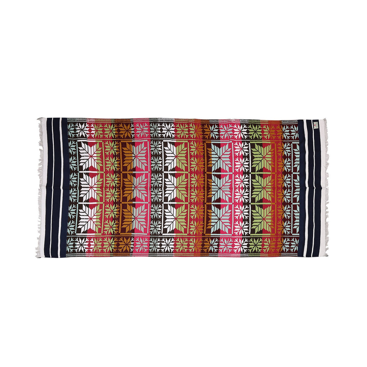 Indian Boho/Bohemian Cotton Reversible Area Rug/Chindi Rag/Floor Runner/Yoga Mat/Dhurrie/Kilm/Carpet - Arit