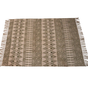 Area Rug - Hand Block Mat for Yoga, Pilates, Fitness, and Meditation - (Handwoven Area Rug, Mat, Dhurrie, Hand Block-Printed Rug) - Aarushi