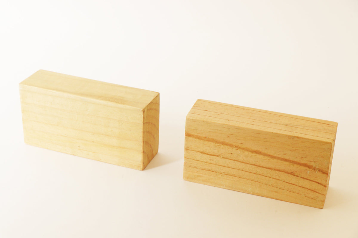 Yoga/Exercise/Fitness Blocks - Set of Two Yoga Blocks with Carrying Bag - Option to Choose - Wood OR Cork