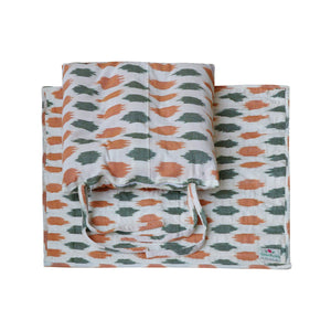 Meditation & Prayer Mat with Matching Cushion/Pillow/Seat - Handwoven Rug with Ikkat Print - Cream Dream