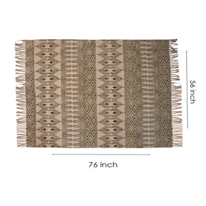 Area Rug - Hand Block Mat for Yoga, Pilates, Fitness, and Meditation - (Handwoven Area Rug, Mat, Dhurrie, Hand Block-Printed Rug) - Aarushi