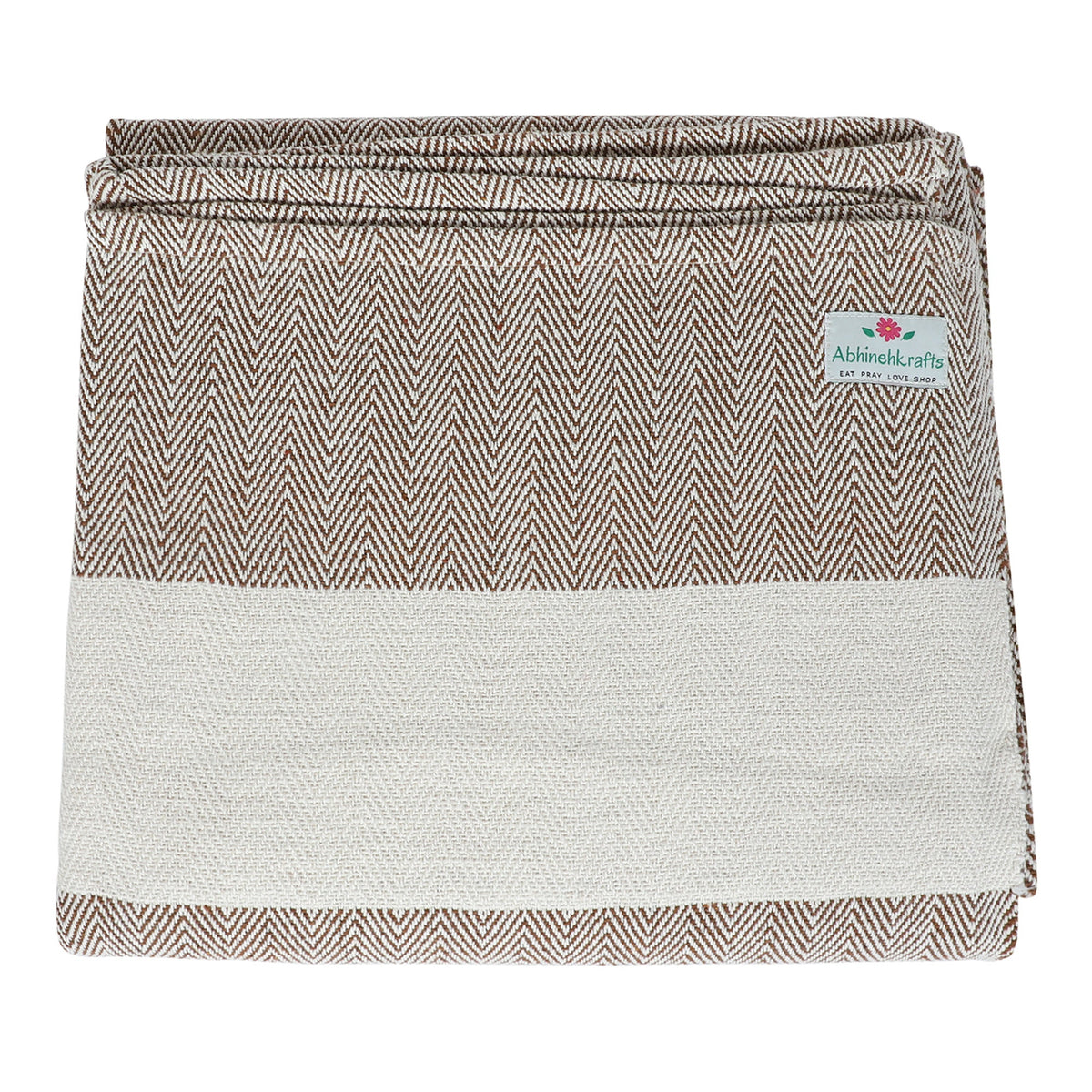 Handwoven Herringbone Organic Cotton Blanket (Herringbone Weave) for Yoga and Meditation or Use as Bed Linen/Home Decor