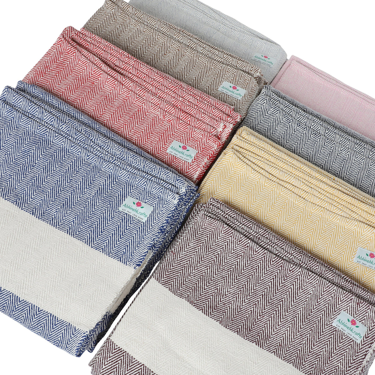 Handwoven Herringbone Organic Cotton Blanket (Herringbone Weave) for Yoga and Meditation or Use as Bed Linen/Home Decor